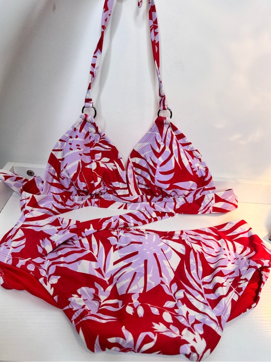 Kona Sol Other - Kona Sol Red & Lavender Tropical Bikini Top